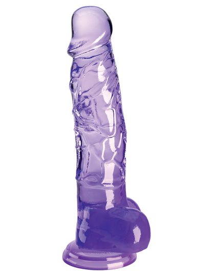 King Cock Clear 8" with Balls - Purple