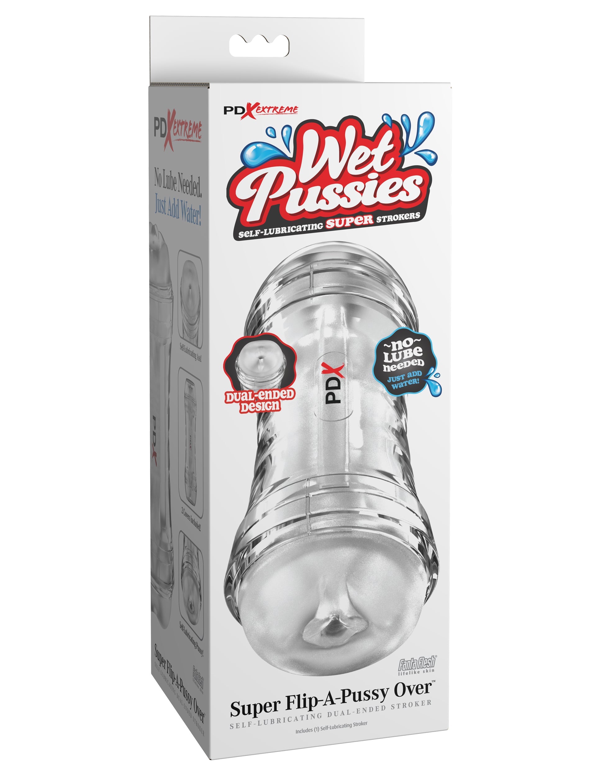 Wet Pussies Super Flip-A-Pussy Over Self-Lubricating Dual-Ended Stroker - Frosted