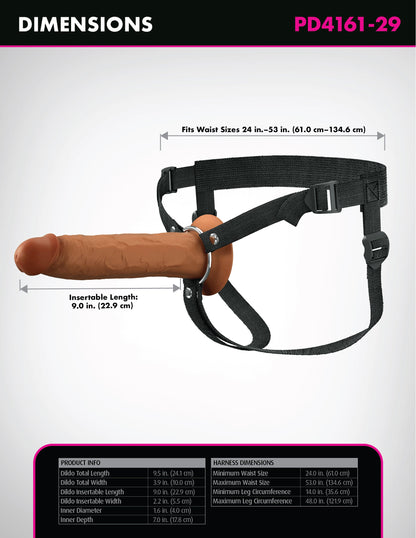 9" Hollow Silicone Strap-On