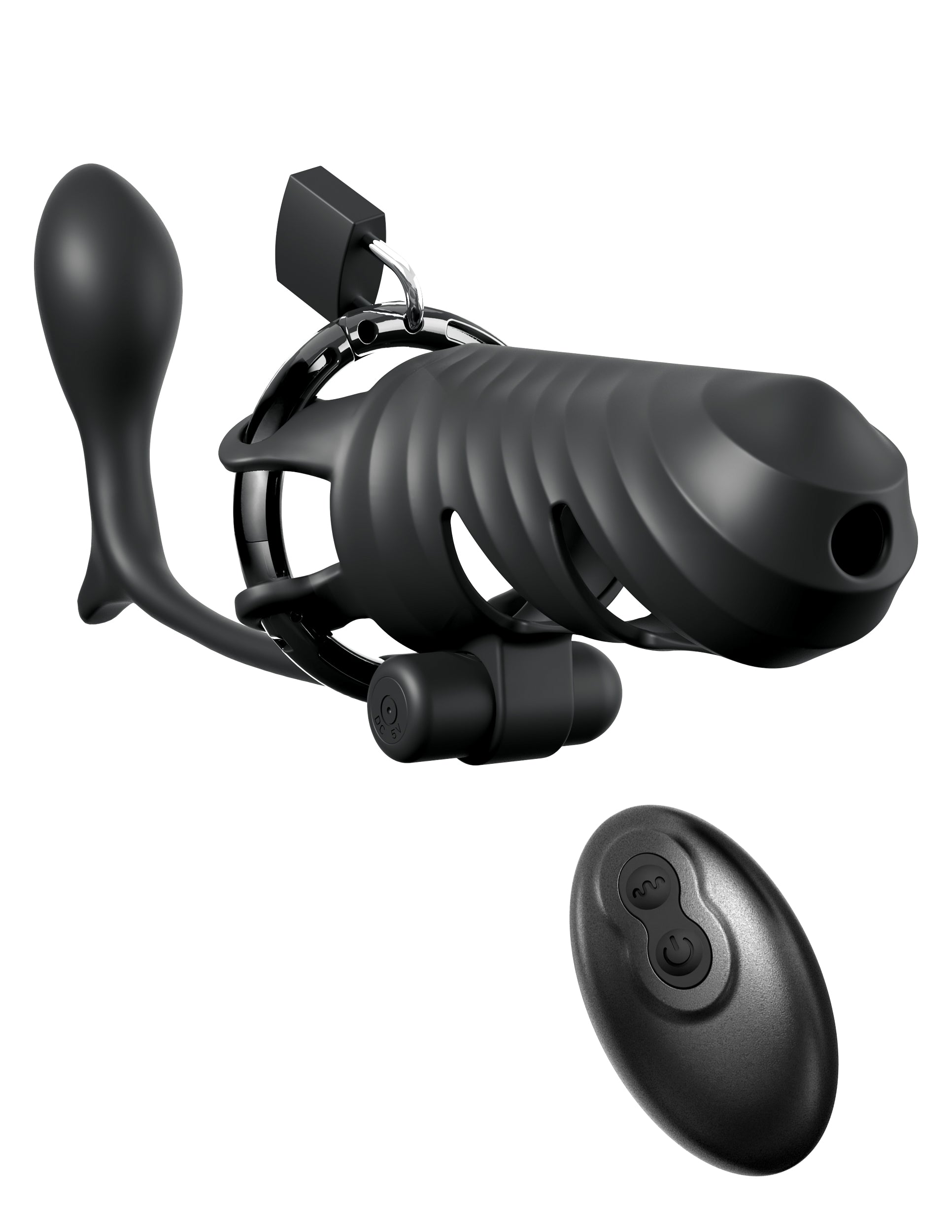 Remote-Controlled Vibrating Cock Blocker with Ass-Gasm Plug