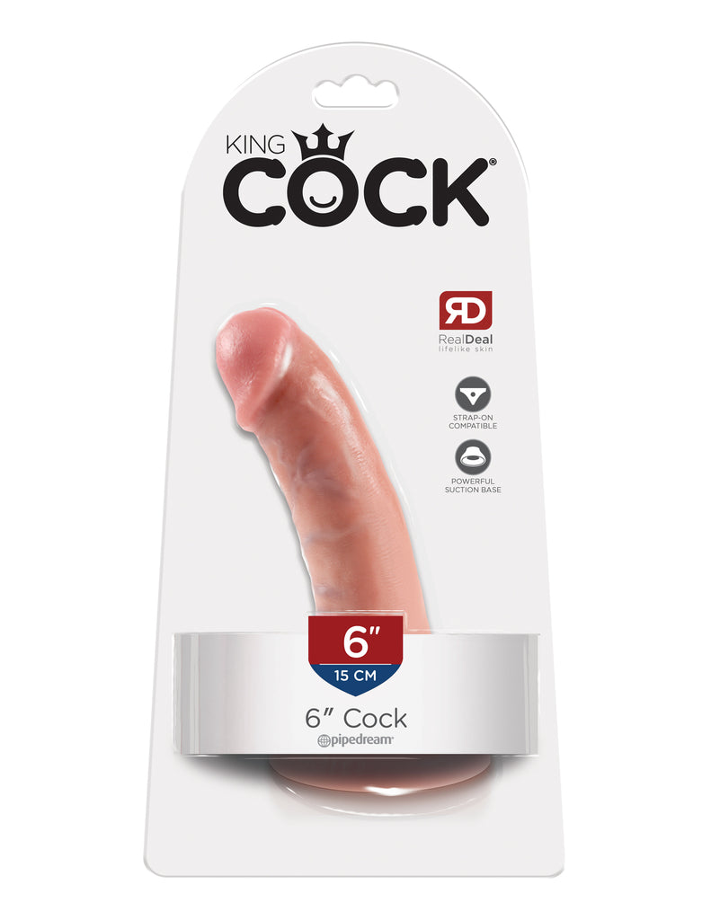This is an image of The King Cock¬ 6" Cock - Light. . Do you want your first dildo to look and feel just like the rock-hard stud you've always fantasized about? Stop dreaming and get down with the King! Every vein, every shaft, and every head is carefully handcrafted with exquisite detail to give you the most realistic experience ever imagined.