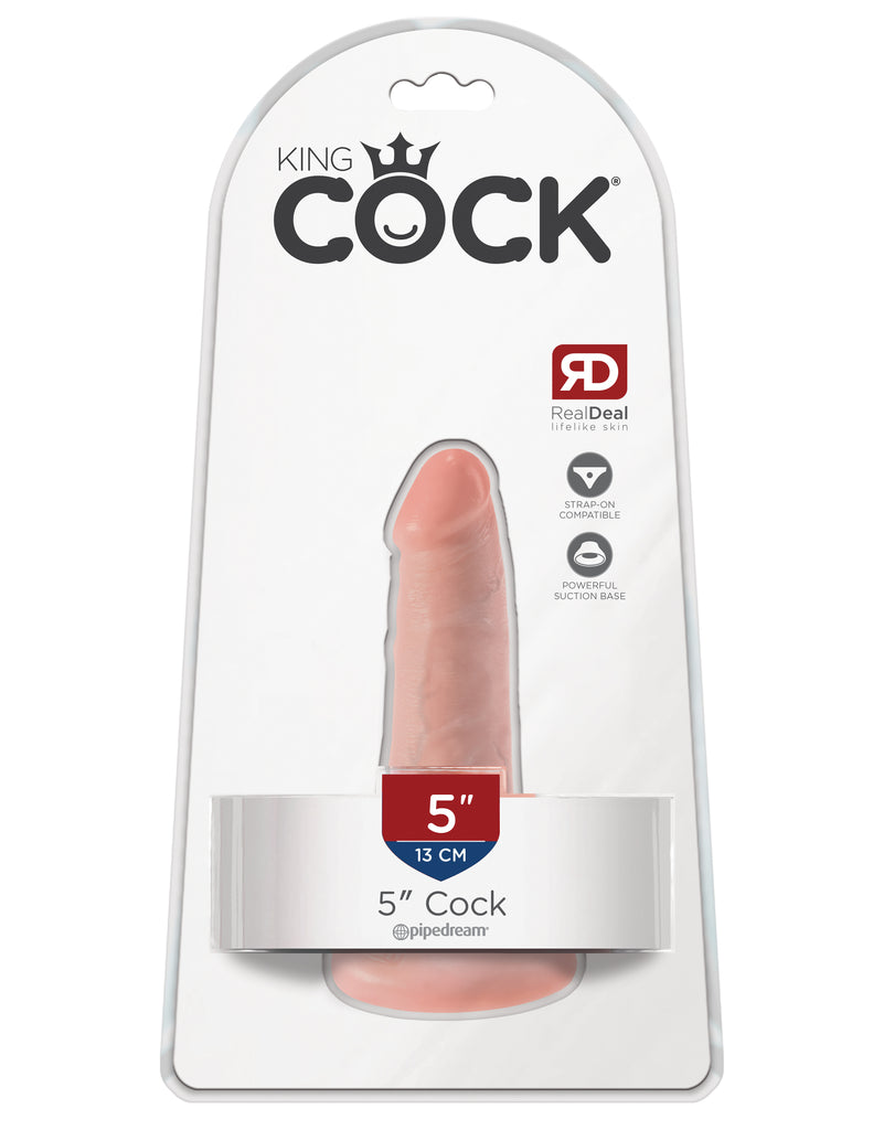 This is an image of The King Cock¬ 5" Cock - Light. . Do you want your first dildo to look and feel just like the rock-hard stud you've always fantasized about? Stop dreaming and get down with the King! Every vein, every shaft, and every head is carefully handcrafted with exquisite detail to give you the most realistic experience ever imagined.