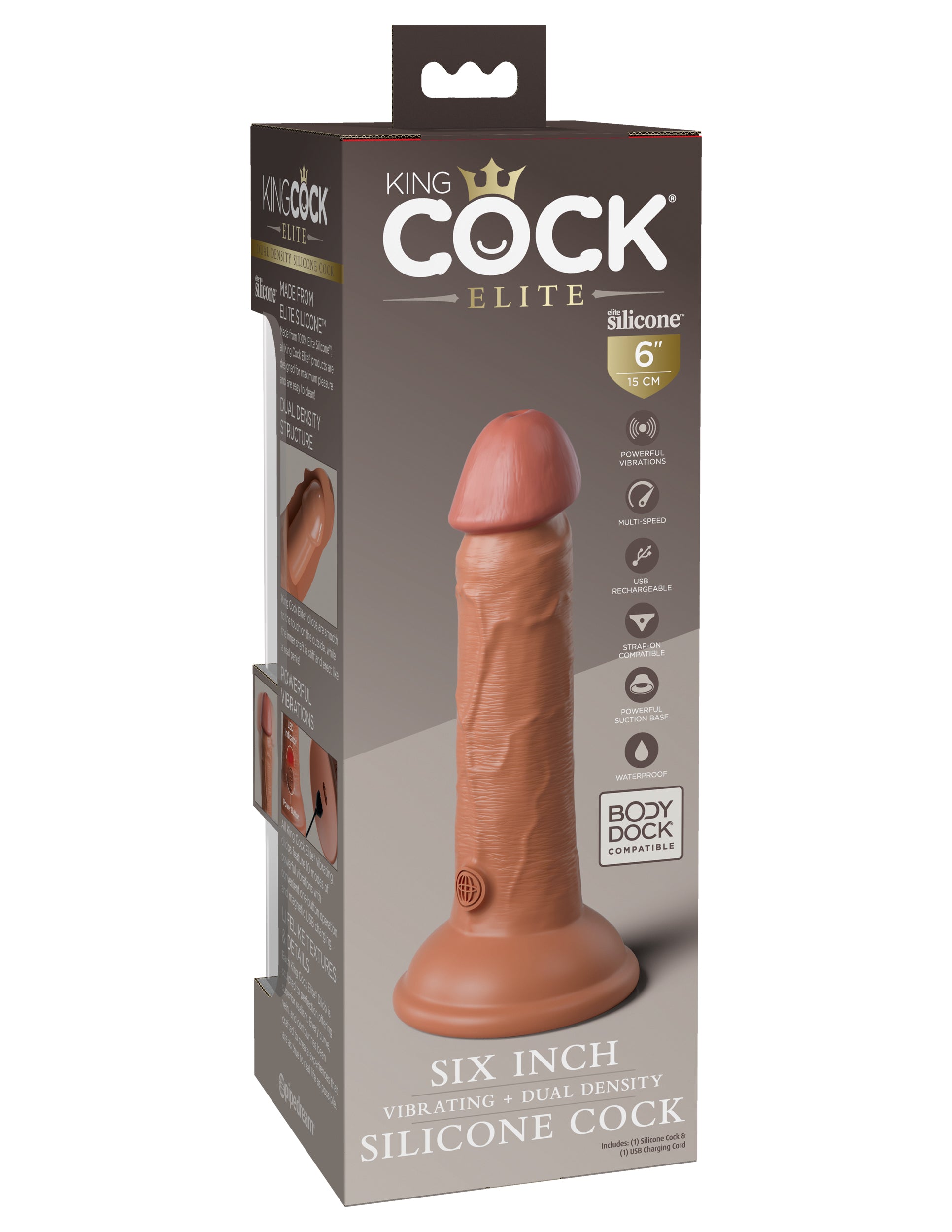 King Cock Elite 6" Vibrating Silicone Dual Density Cock